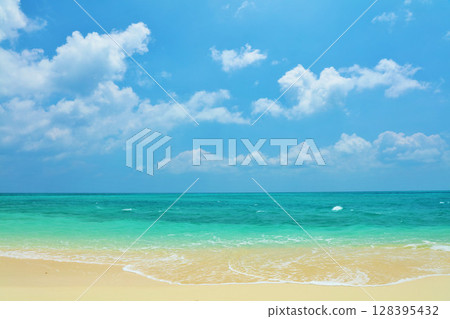 Okinawa summer blue sky and the sea of Ikema Island 128395432