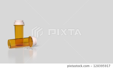 The Drug bottle on white background for Medical or health concept 3d Rendering. The Drug bottle on white background for Medical or health concept 3d Rendering. 128395917