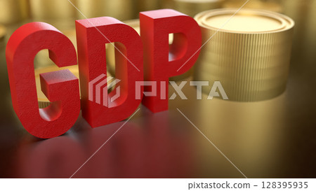The GDP and gold coins for Business concept 3d Rendering. The GDP and gold coins for Business concept 3d Rendering. 128395935