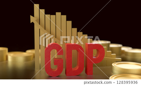 The GDP and gold coins for Business concept 3d Rendering. The GDP and gold coins for Business concept 3d Rendering. 128395936