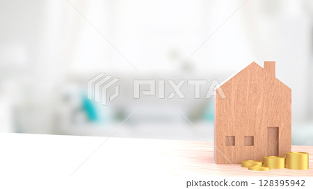 The House and coins for property or real estate concept 3d Rendering. 128395942