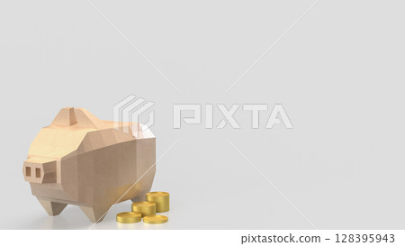 The Piggy Bank and coins for earn or saving concept 3d Rendering. 128395943