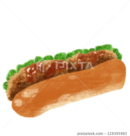 Croquette bread painted with watercolors Croquette bread painted with watercolors 128395983