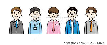 多采多姿的年輕商人上身插畫集_Vector_Color 128396024