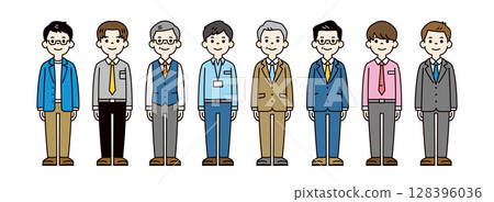各個年齡層的商人的彩色全身插圖素材集_vector_color 128396036