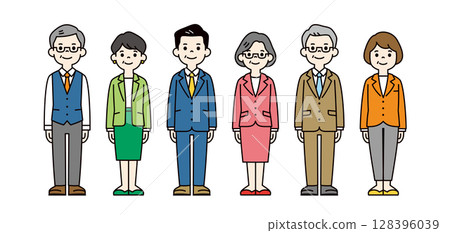 中老年男女商務人士彩色全身插畫素材集_vector_color 中老年男女商務人士彩色全身插畫素材集_vector_color 128396039