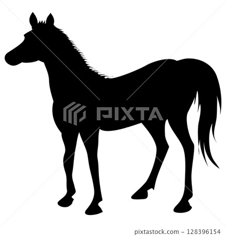 馬新年賀卡剪影圖標 128396154