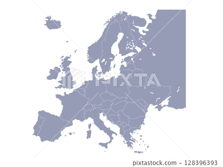 Grey Map of Europe 128396393