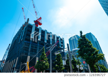 Tokyo redevelopment scenery Construction work in front of Shinjuku West Exit Station 2025.06 a-4 Light color 128396727
