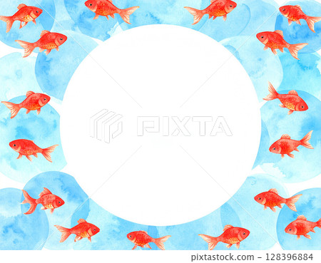 與金魚和水面的夏天框架 128396884