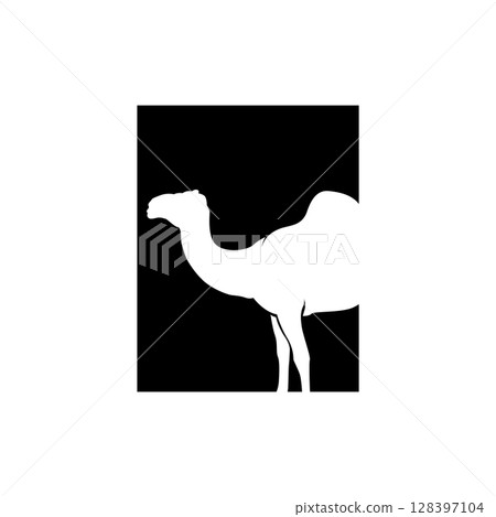 desert animal design sahara silhouette logo camel simple modern concept vintage caravan camel illustration template symbol brand product business 128397104