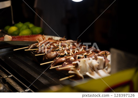 B-class gourmet food at Ningxia Night Market in Taipei [Taiwan Image] 128397126