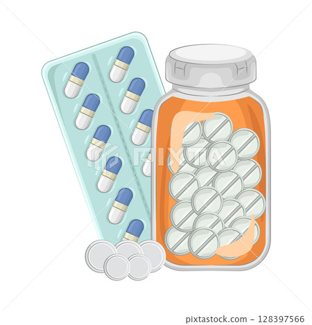 Illustration of various types of medicine 128397566