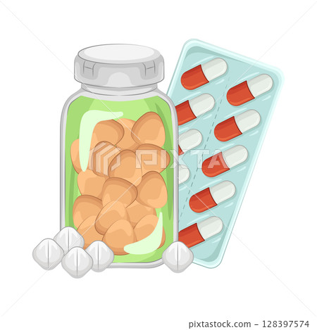Illustration of various types of medicine Illustration of various types of medicine 128397574