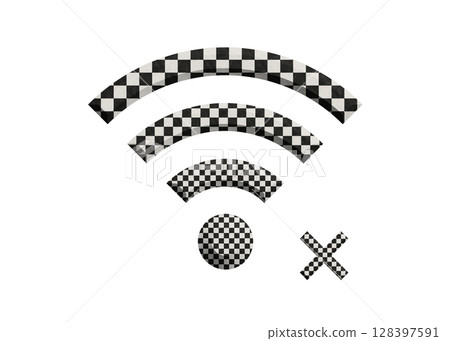 Wi-Fi標記黑白格紋網路連線無法使用插圖象形文字 128397591