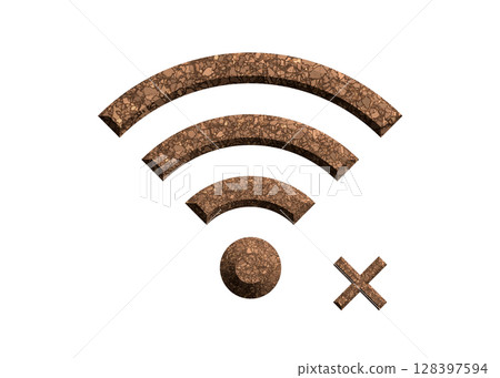 Wi-Fi 標誌、軟木圖案、無法連接網路、象形圖 Wi-Fi 標誌、軟木圖案、無法連接網路、象形圖 128397594