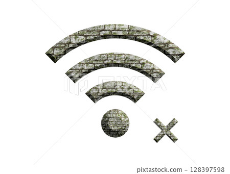 Wi-Fi 標記、石頭網路連線不可用插圖、象形文字 128397598