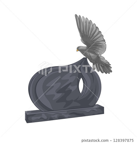 illustration of crows perched on tombstones illustration of crows perched on tombstones 128397875