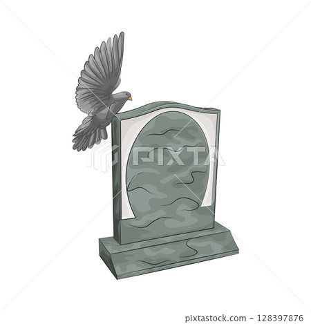 illustration of crows perched on tombstones illustration of crows perched on tombstones 128397876
