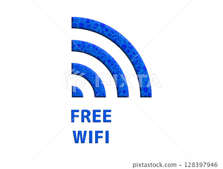 Wi-Fi mark, logo, logo mark, blue free wifi illustration, pictogram 128397946
