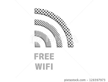 Wi-Fi mark, logo, logo mark, polka dot free wifi illustration, pictogram 128397973