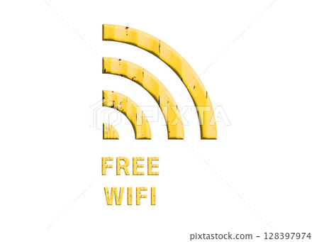 Wi-Fi mark, logo, logo mark, yellow free wifi illustration, pictogram 128397974