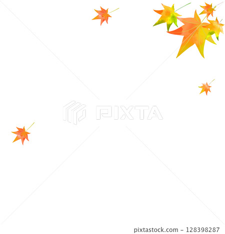 Autumn watercolor style autumn leaves illustration background frame material White background Simple Vector 128398287