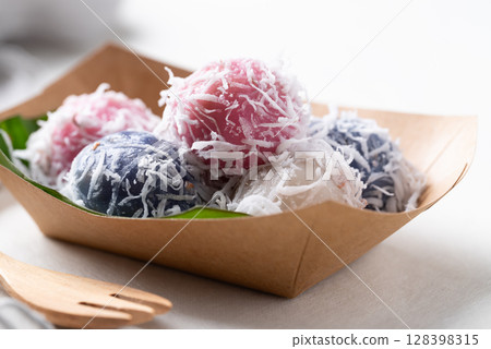 Thai coconut ball (Khanom Tom), Traditional Thai dessert  128398315