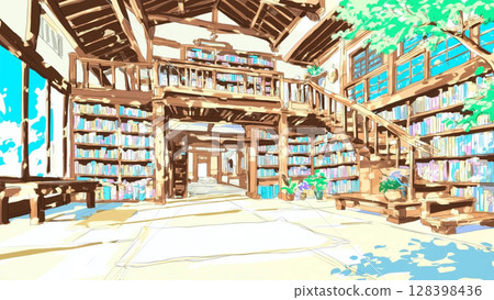 空圖書館的背景插圖、縮圖、Youtube、部落格、素材、無人居住 128398436