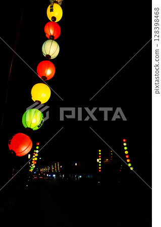 Summer Festival Lanterns Kawagoe Hyakumanto Summer Festival Ichibangai at Night b-2 High Saturation Contrast 128398468