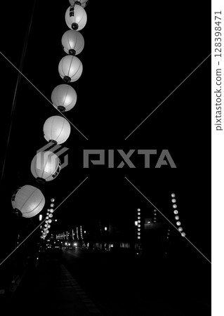 Summer Festival Lanterns Kawagoe One Million Lanterns Summer Festival Ichibangai at Night B-5 Monochrome 128398471