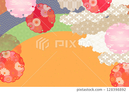 秋季日本圖案彩色背景 128398892