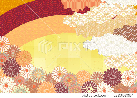 秋季日本圖案彩色背景 128398894