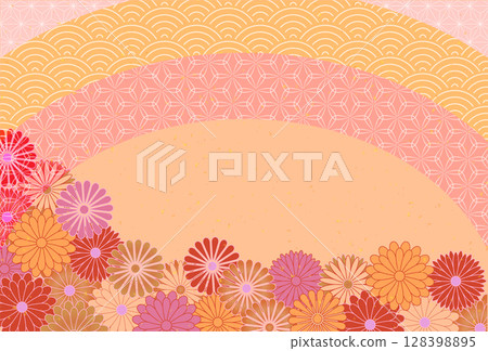 秋季日本圖案彩色背景 128398895