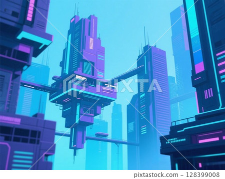 插畫素材：未來的城市景觀 128399008