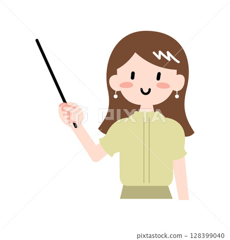 Illustration of a woman holding a pointer 128399040