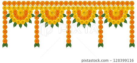 Wedding and festival decoration with marigold flowers Toran design door hanging 128399116