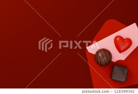 3D material_Valentine's chocolate_Love letter 3D material_Valentine's chocolate_Love letter 128399392