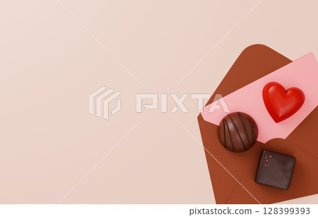 3D material_Valentine's chocolate_Love letter 3D material_Valentine's chocolate_Love letter 128399393