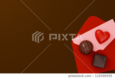 3D material_Valentine's chocolate_Love letter 3D material_Valentine's chocolate_Love letter 128399395