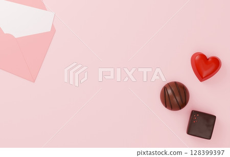 3D material_Valentine's chocolate_Love letter 128399397