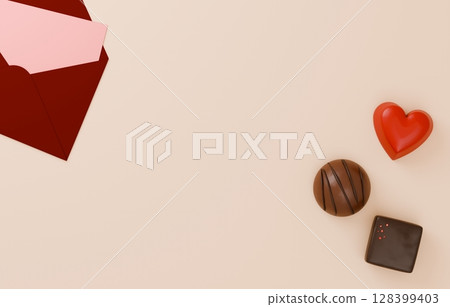 3D素材_情人節巧克力_情書 128399403