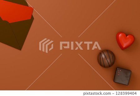 3D素材_情人節巧克力_情書 128399404