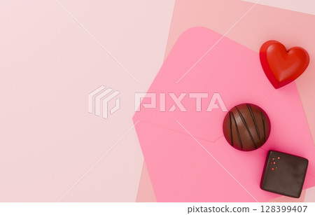3D material_Valentine's chocolate_Love letter 128399407