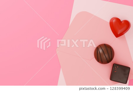 3D素材_情人節巧克力_情書 128399409