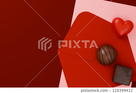 3D material_Valentine's chocolate_Love letter 3D material_Valentine's chocolate_Love letter 128399412