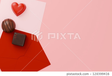 3D material_Valentine's chocolate_Love letter 128399416