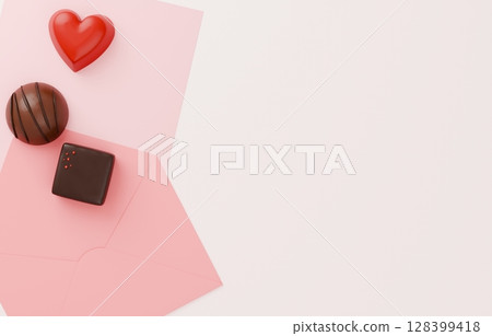 3D素材_情人節巧克力_情書 128399418