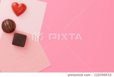 3D素材_情人節巧克力_情書 128399419