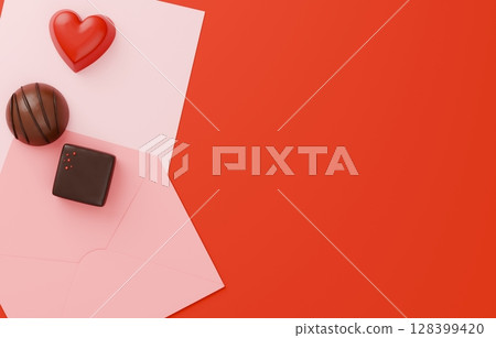 3D素材_情人節巧克力_情書 128399420